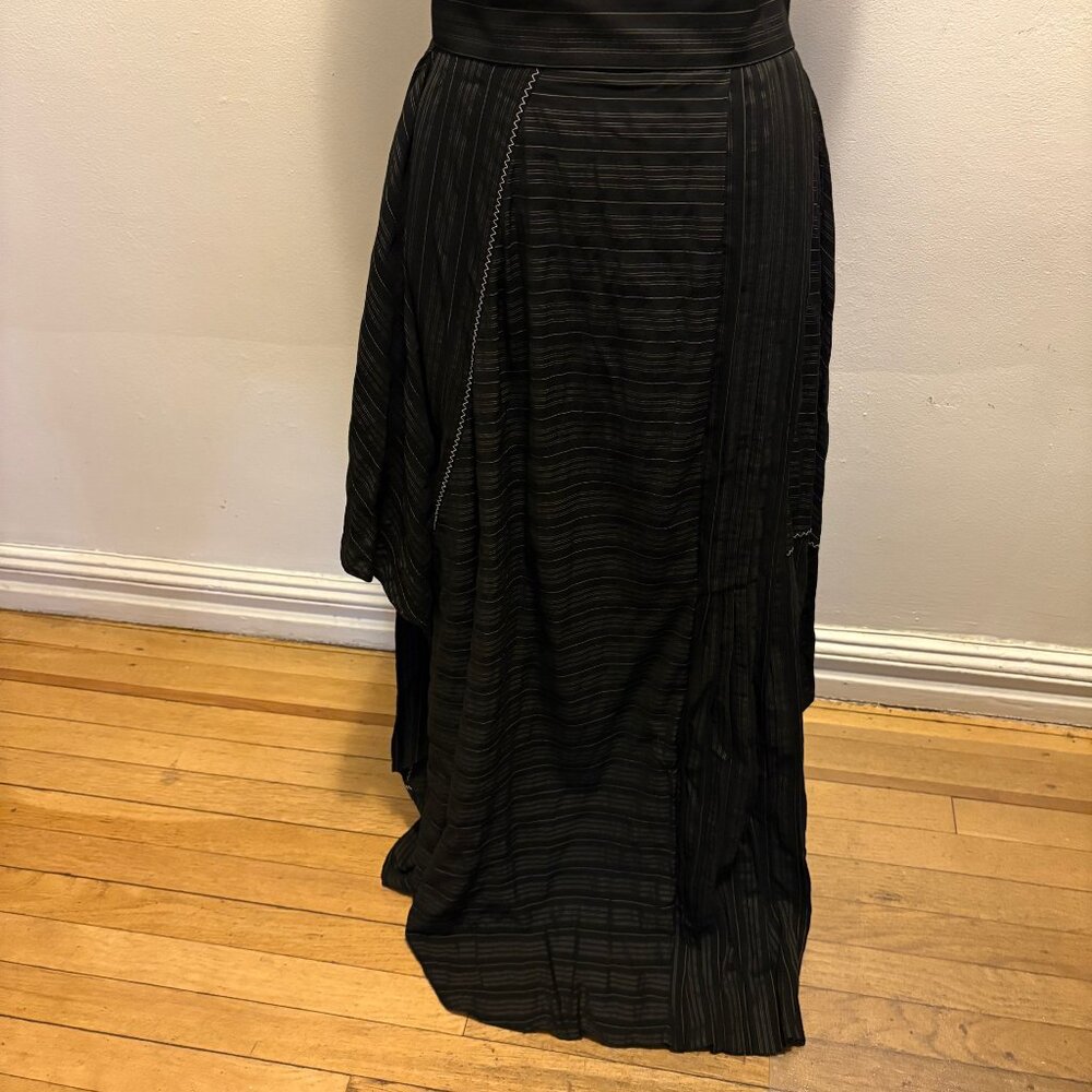 VINTAGE Michel Klein long layered asymmetrical skirt in black & white stripe